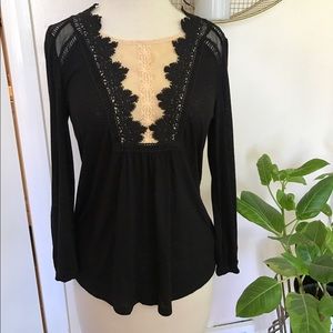 Anthropologie Meadow Rue chiffon inset blouse