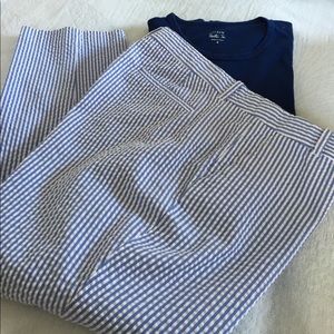 🆕 J. Crew blue/white seersucker Cafe Capris VGUC