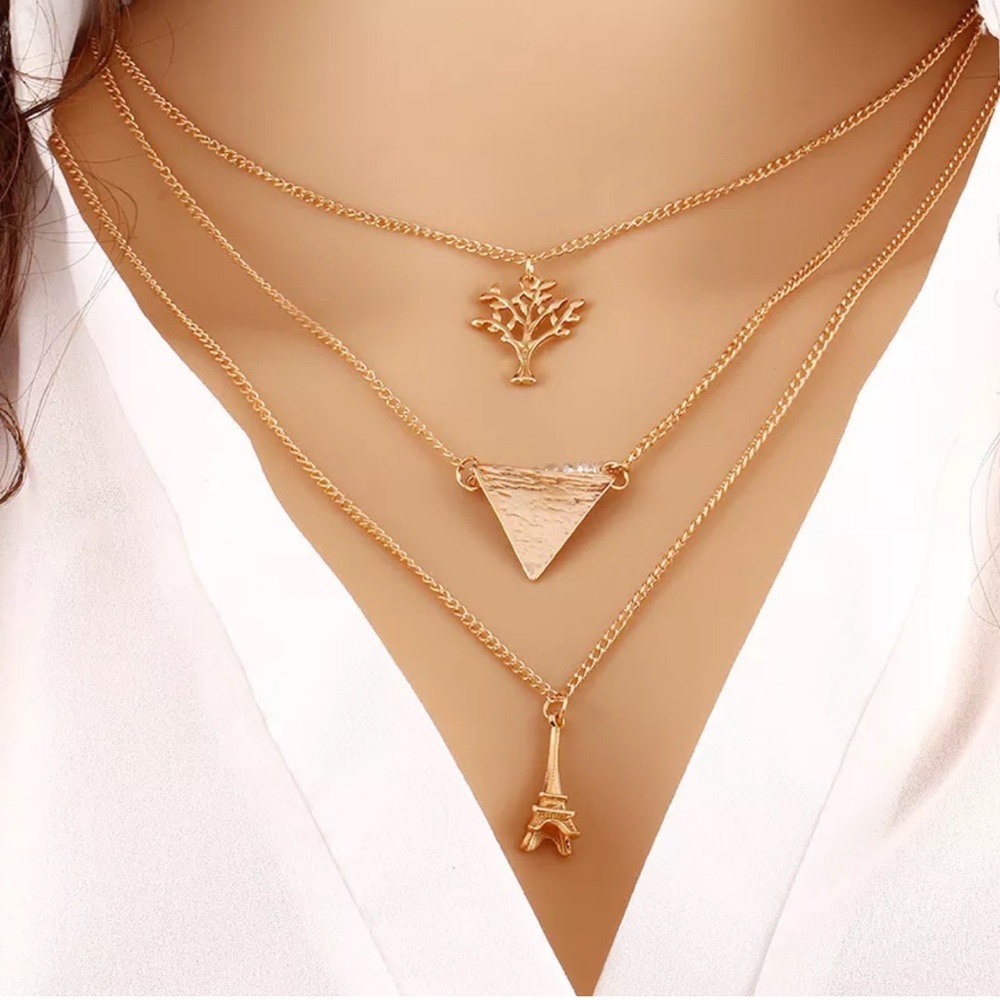 5/$25 3 in 1 Necklace tree arrowhead, Eiffel Tower