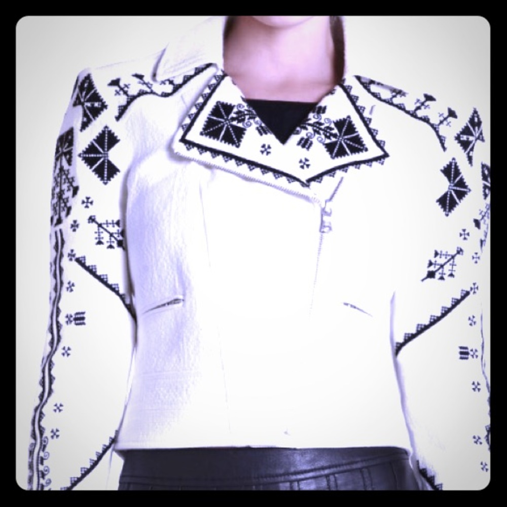 BCBC Max Azria Kade Embroidered Moto Jacket | NWOT