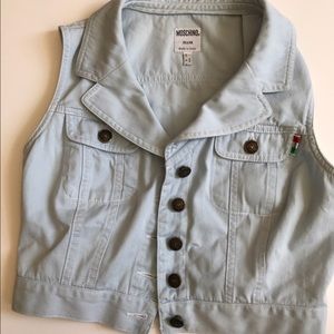 Vintage Baby Blue Moschino Denim Vest 90s Style