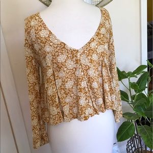 Kimchi Blue mustard floral babydoll top