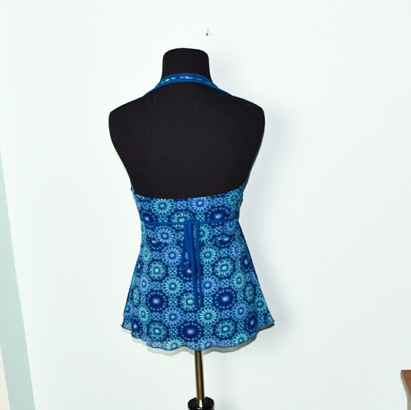 New York & Company Blue Circle Print Blouse - Picture 2 of 2