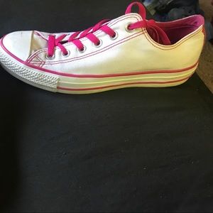 Pink and white Converse