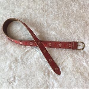 Lucky Brand Rose Embroidered Leather Belt