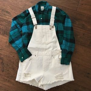 ❌SOLD❌Forever 21 white jeans overalls shorts