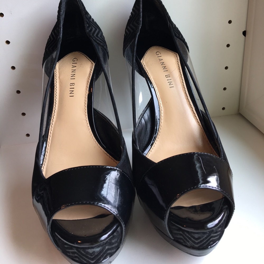 Gianni Bini Black and Clear Heels