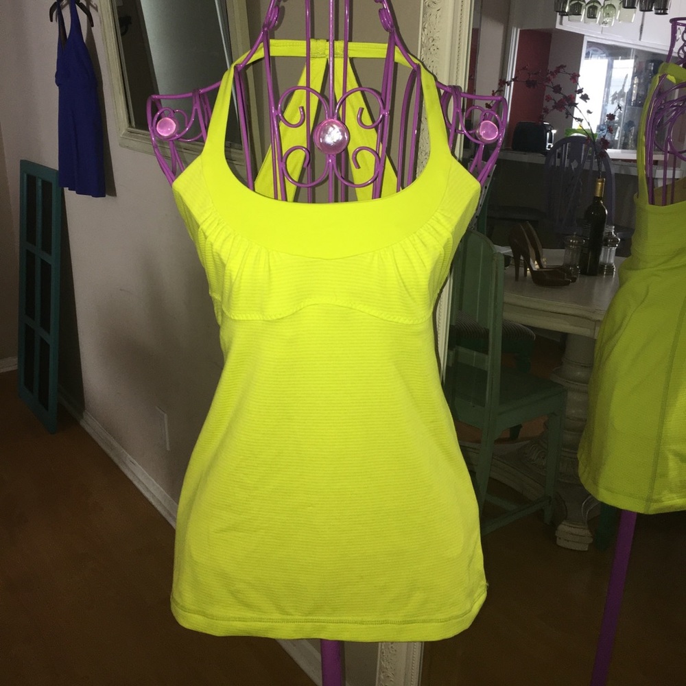 SOLD ON F B - Lululemon Neon Yellow Striped Athletica Gym Tank