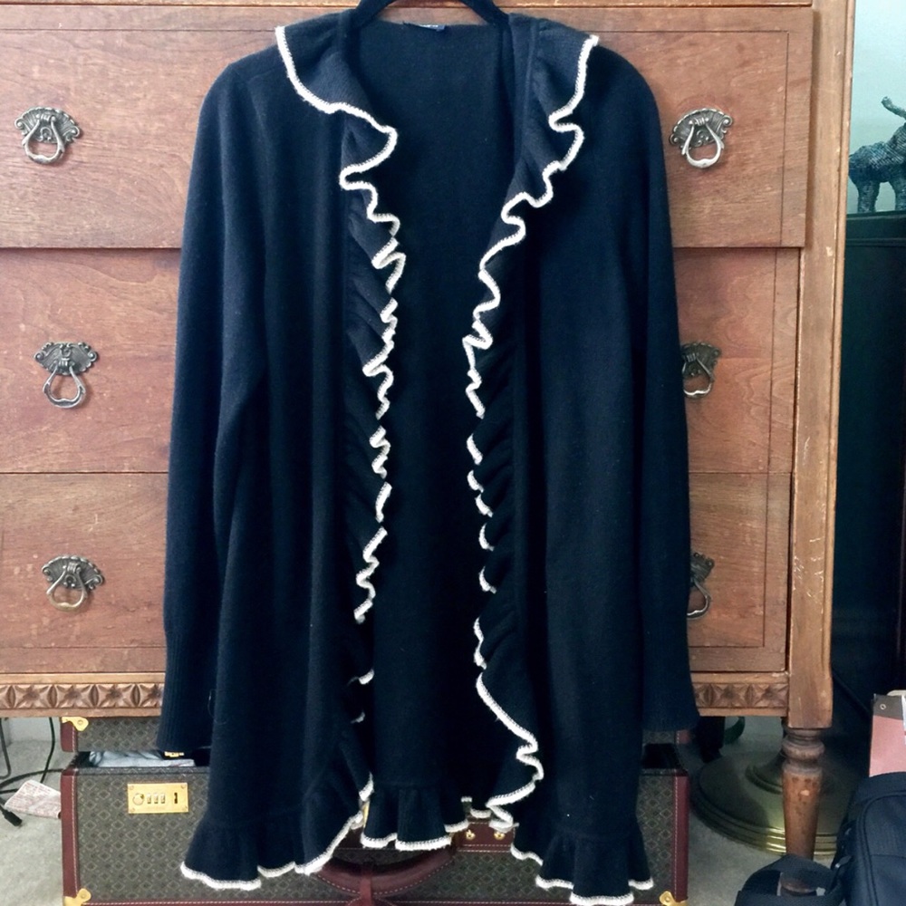 Magaschoni Cashmere Ruffle Cardigan