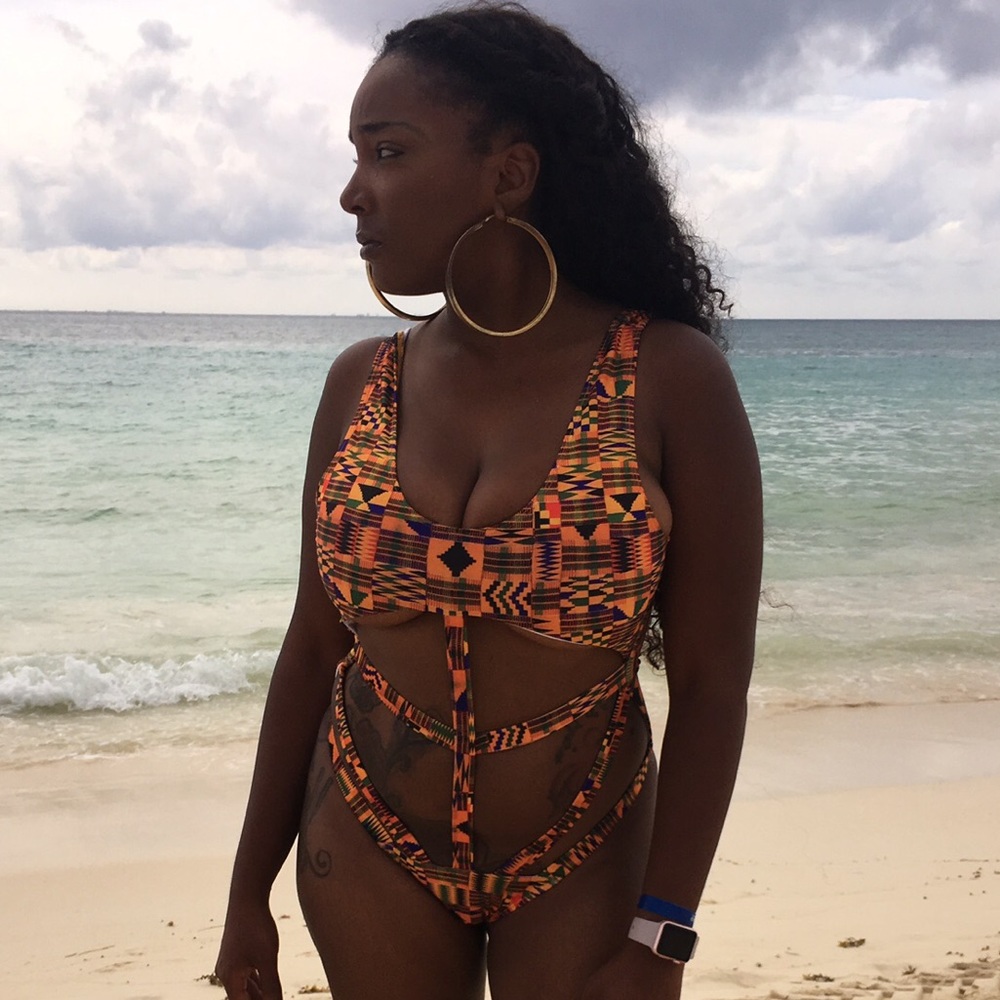 African print swimsuit