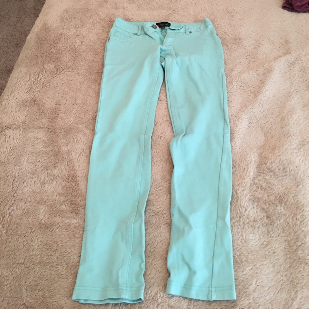 Teal skinny pants