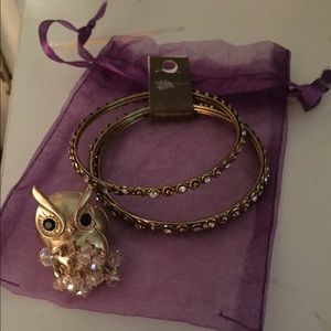Gold Bracelet set and Owl Ring