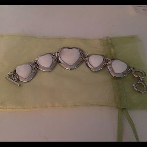 Silver & White Heart Bracelet