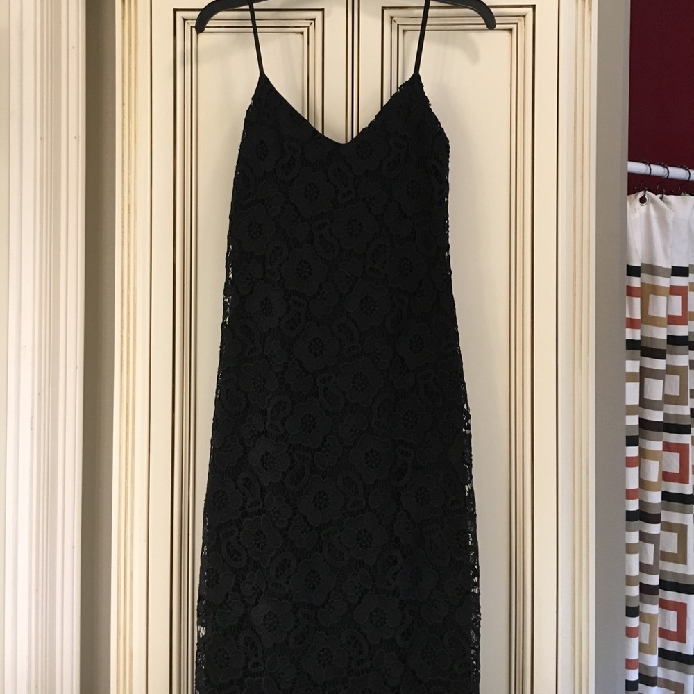 Black floral lace maxi dress