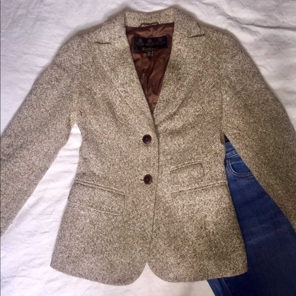 Barbour tweed country fitted blazer US4
