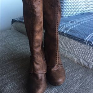 Brown knee high boots