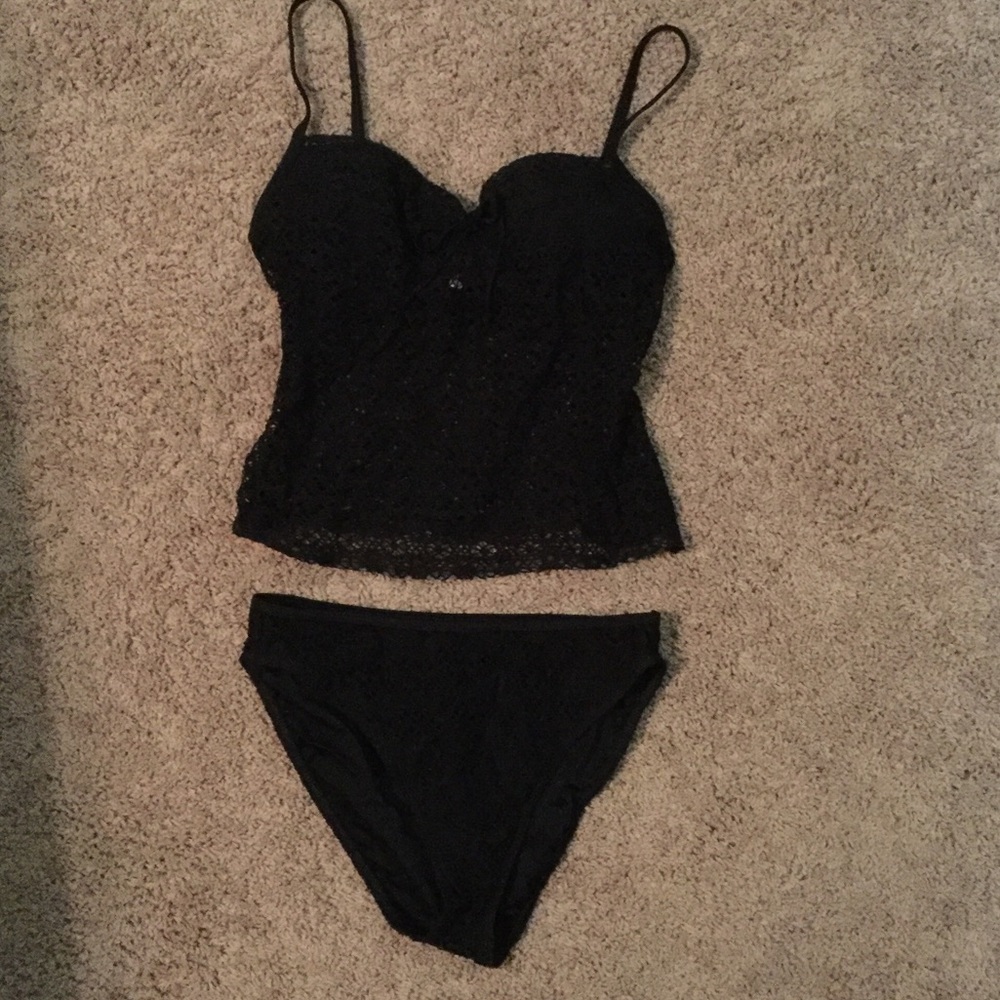 Black lace tankini