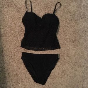 Black lace tankini