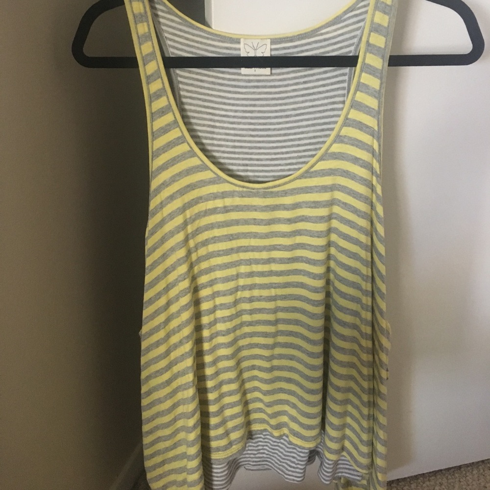 Yellow and gray stripped Ella Moss Tank Top