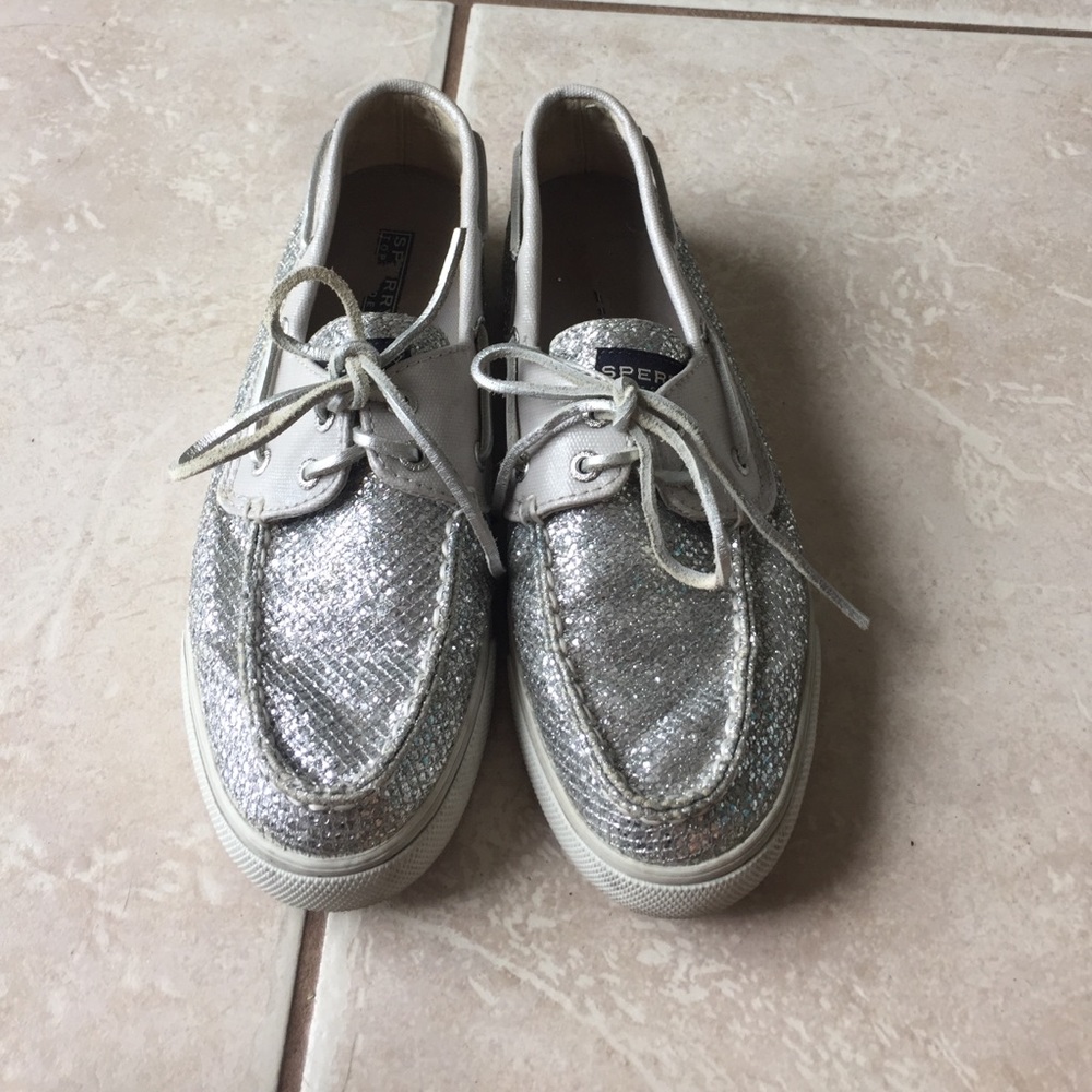Silver sparkle Sperry Top-Siders