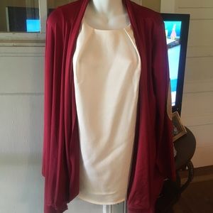Maroon cardigan with gold elbow patches