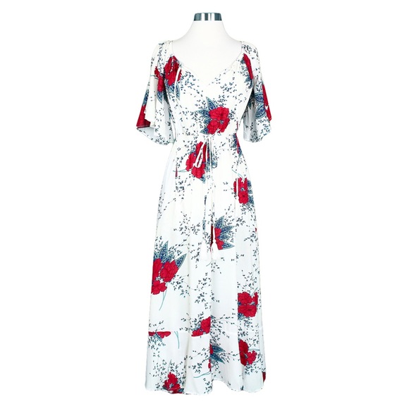 ⚡️CLEARANCE White Floral Off Shoulder Maxi Dress - Picture 5 of 7