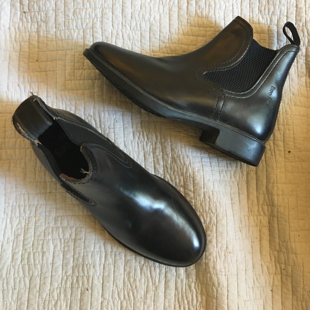 Euro Plus size 39 Black Leather Slip On Boots