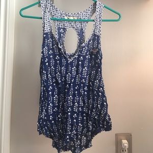 Blue Patterned Hollister Tank