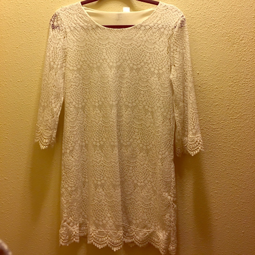 White crochet shift dress