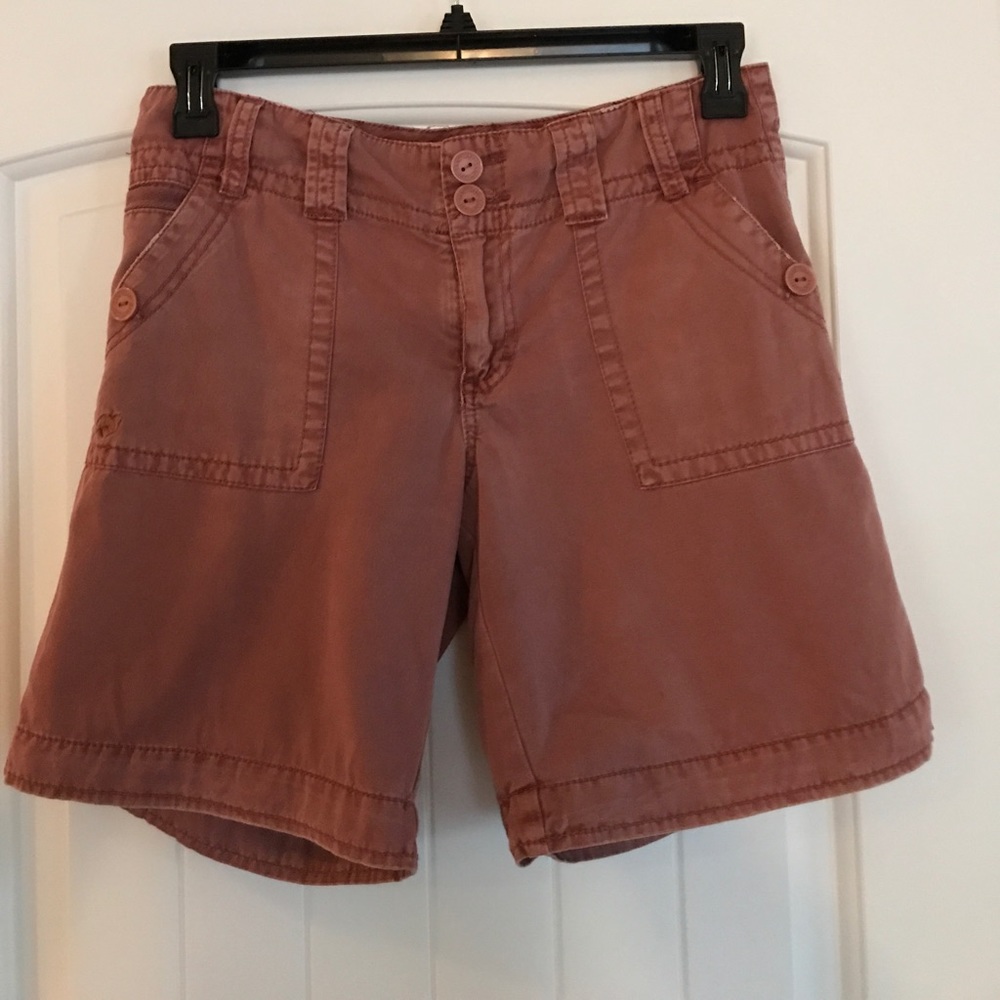 Sanctuary Dark Peach Cotton Bermuda Cuff Short