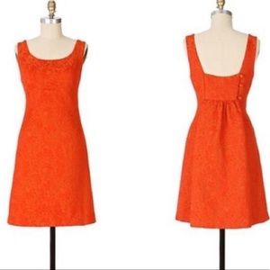 Anthropologie Brocade Dress in 🍊