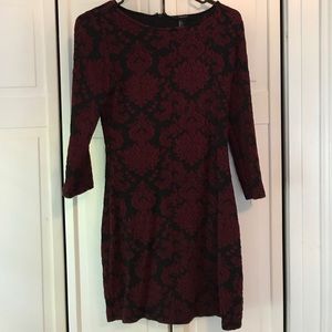 Fitted black and maroon dress