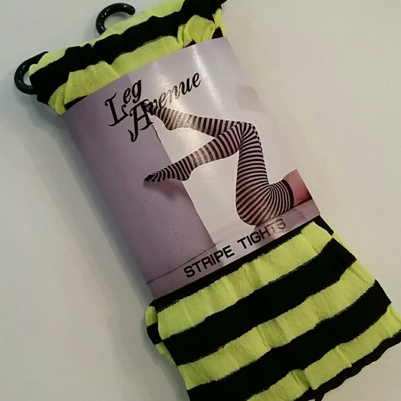 Leg Avenue Accessories - Neon yellow and black striped tights