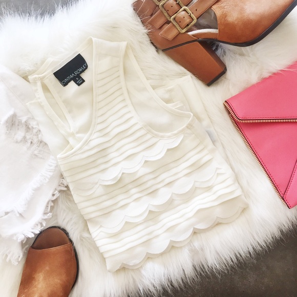 Cynthia Rowley Tops - Scalloped Sheer Tank