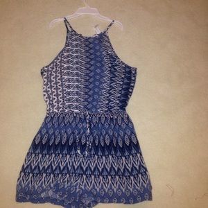 Blue high neck romper