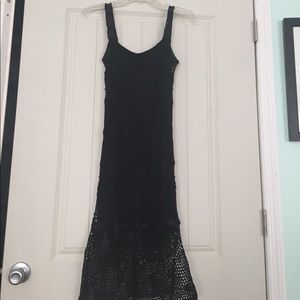Black crocheted dress. BCBG