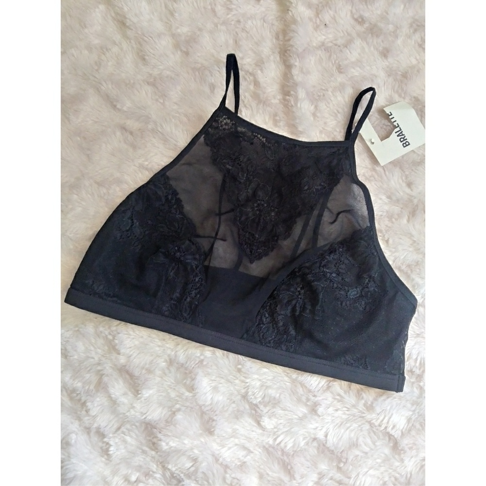 Black sheer lace bralette