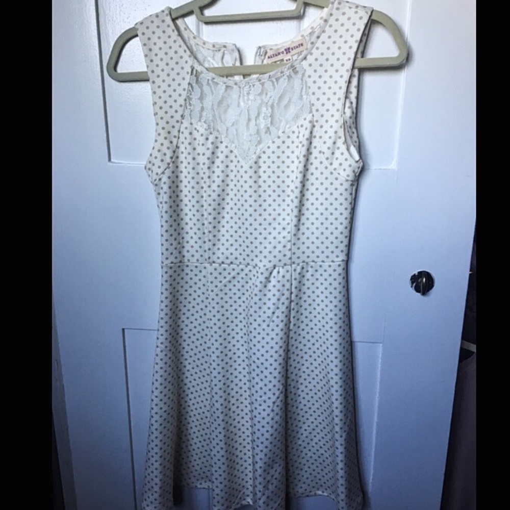 Alter'd State White Polka Dot and Lace Dress