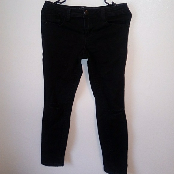 Women's black distressed frayed skinny jeans - Picture 1 of 2