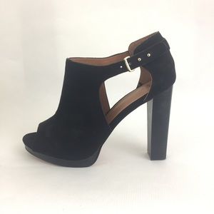 H&M black platform booties peep toe size 41/9.5