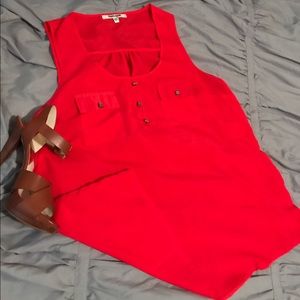 Boutique find! Bright embellished button tank