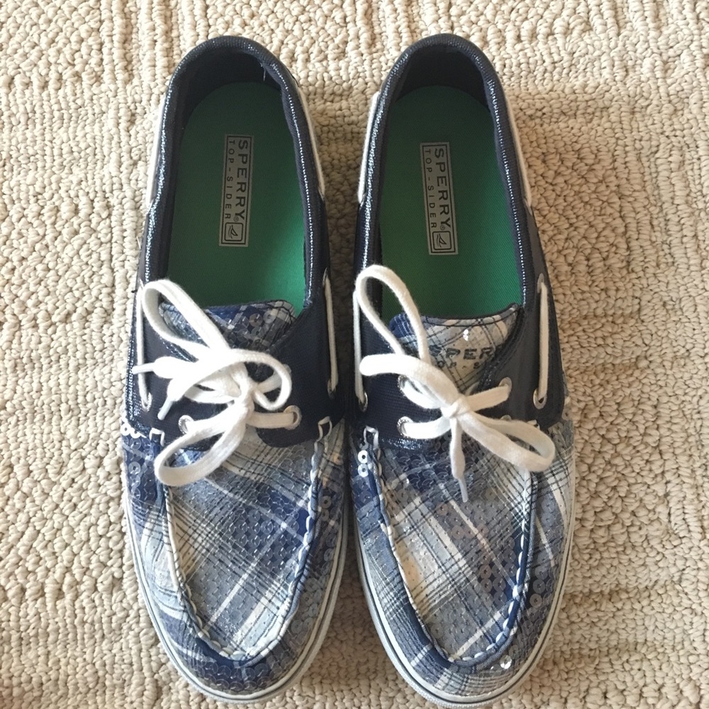 Plaid sequin sperry top-sider