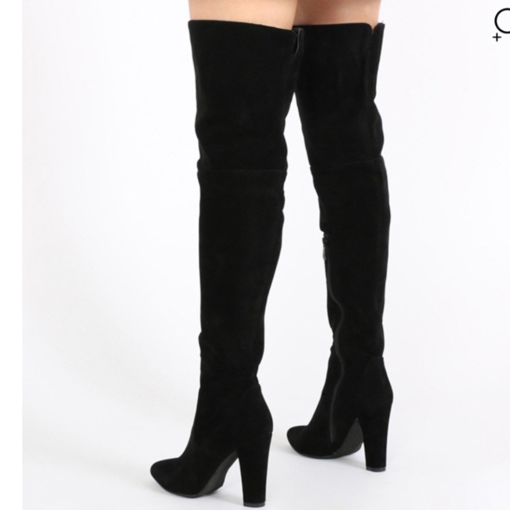 Public Desire Thigh high black suede boots
