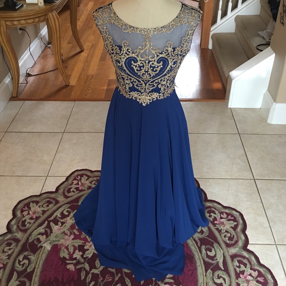 Beautiful Blue and gold Prom dress!
