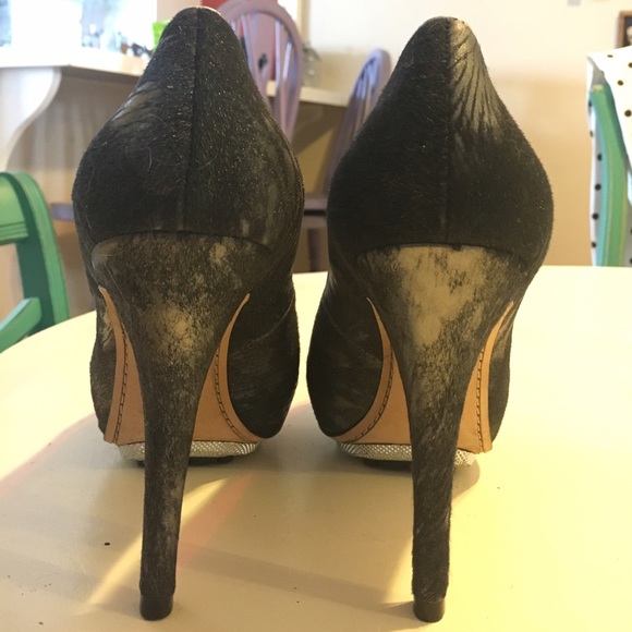 LAST CALL 9/11/22 - Alejandro Ingelmo Silver Gun Metal Grey Leather Heels - Picture 7 of 8