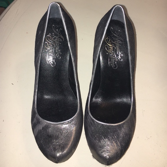 LAST CALL 9/11/22 - Alejandro Ingelmo Silver Gun Metal Grey Leather Heels - Picture 3 of 8