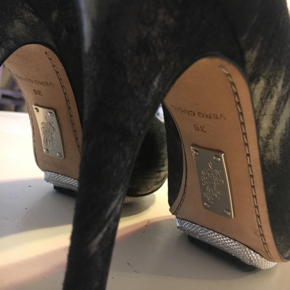 LAST CALL 9/11/22 - Alejandro Ingelmo Silver Gun Metal Grey Leather Heels - Picture 4 of 8