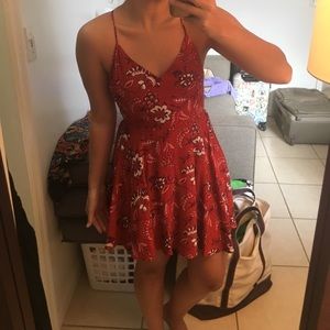 Lace up back red Forever 21 swing dress