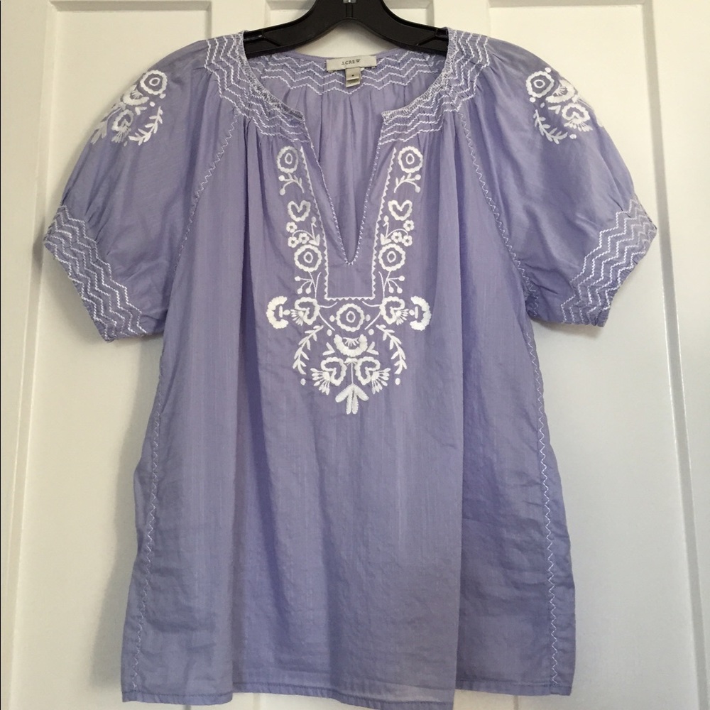 🆕 J. Crew Baja Lt. Peri/white slub cotton top EUC