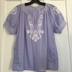 🆕 J. Crew Baja Lt. Peri/white slub cotton top EUC